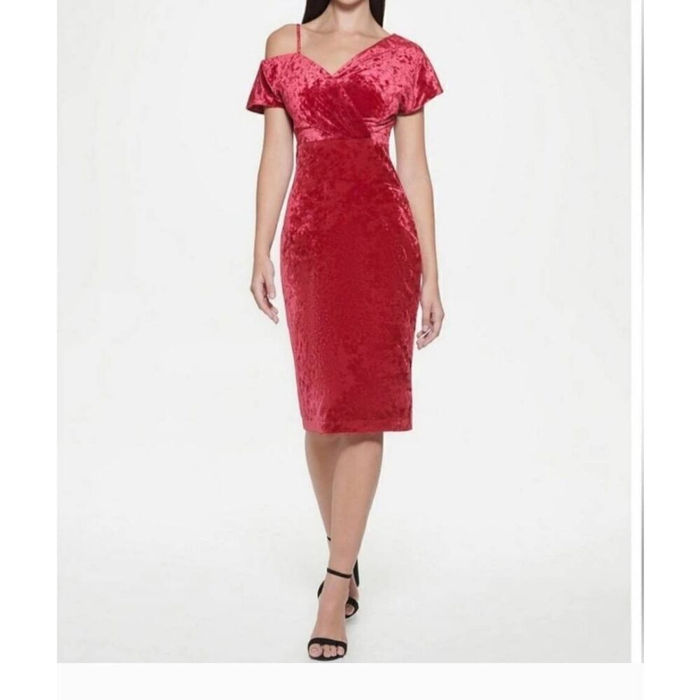 Guess Asymmetrical Velvet Dress.